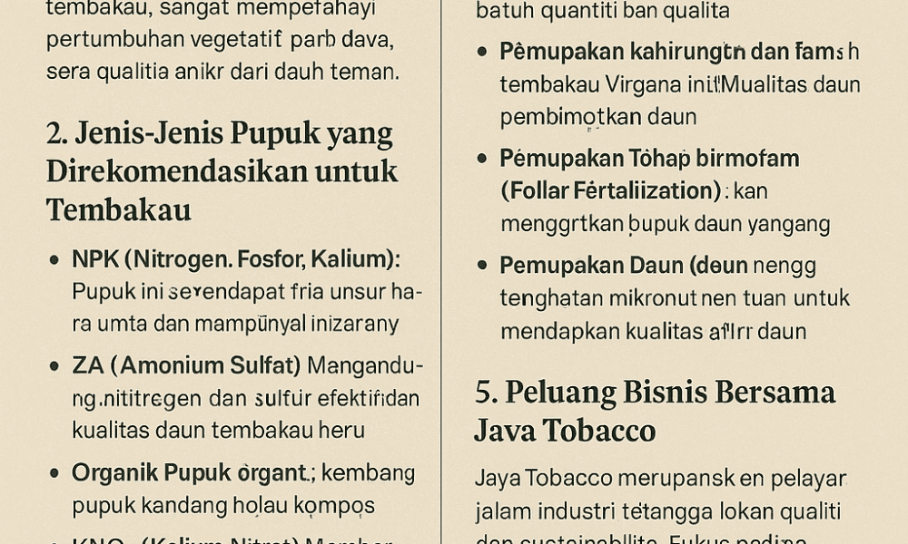 pupuk untuk tembakau